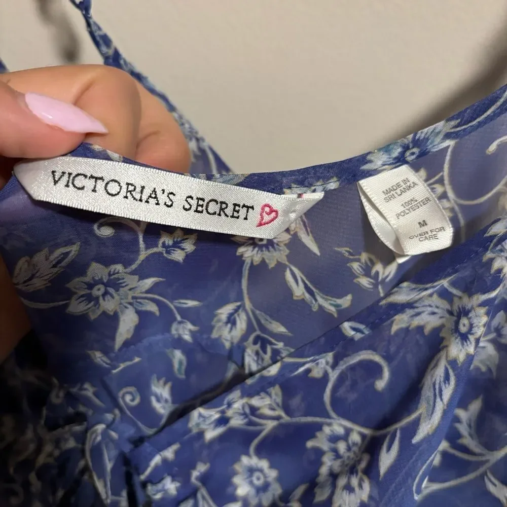 Victoria’s Secret Y2K 90s Ditsy Floral Tie Front Babydoll Top- Size Medium